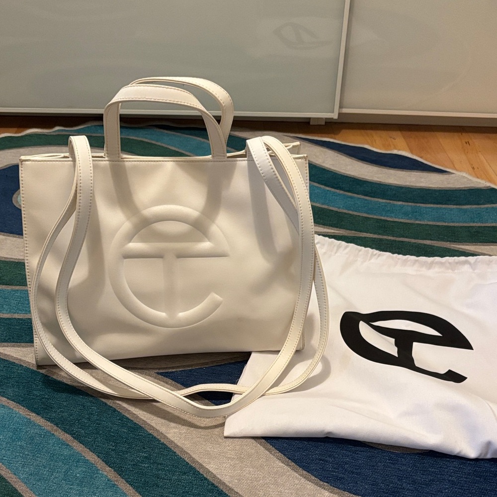 Telfar White Shopping Bag Tote and Dust Bag. Never wore, went w/dif for Easter